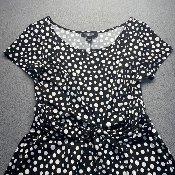 Perceptions New York Polka dot Dress Size Large,Stretch,Tie Waist,Preppy - Picture 11 of 12